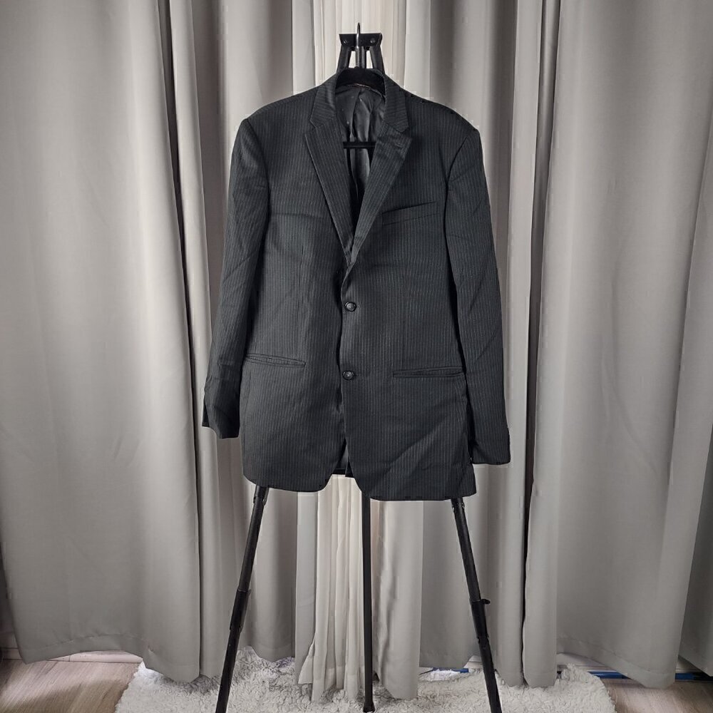 Perry Ellis Men's Two Button Pin Stripe Grey Suit Jacket Size 42R